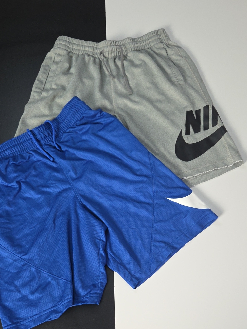 Nike Blue Performance Shorts + Nike Gray Logo Athletic Shorts